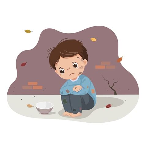 Premium Vector Cartoon Of A Poor Boy Begging With An Empty Bowl