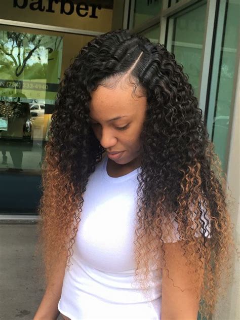 Side Part Sew In Beautiful Curly Hair Crimped Hair Long Hair Styles