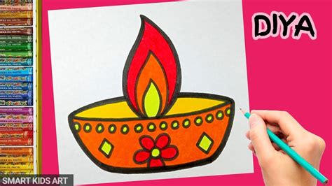 How To Draw Diya Diwali Diya Drawing Smart Kids Art Youtube
