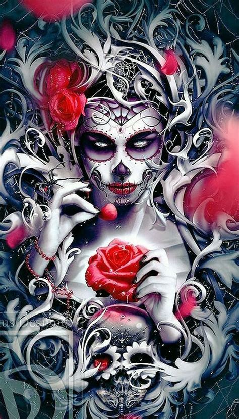 Chica Sugar Skull Sugar Skull Girl Sugar Skulls Dark Fantasy Art Dark Art Skull Girl Tattoo