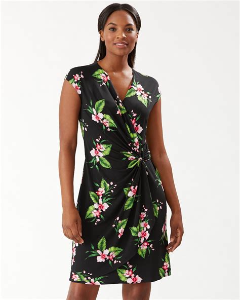 Tommy Bahama Synthetic Clara Belleza Garden Faux Wrap Dress In Black Lyst