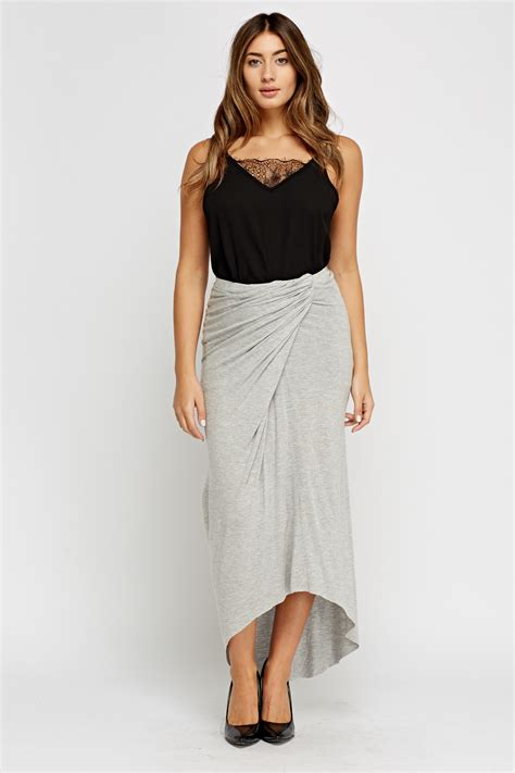 Ruched Grey Bodycon Maxi Skirt Just 6