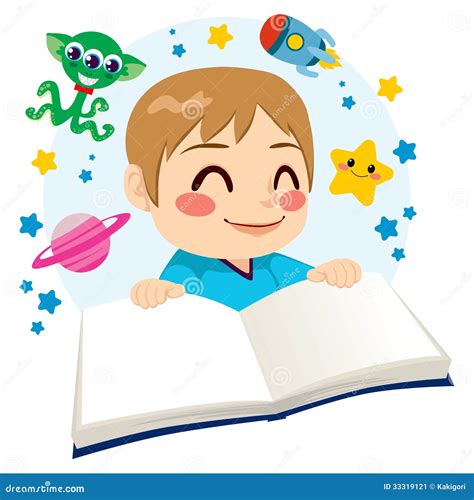 Boy Reading Science Fiction Book Stock Vector Illustration Of Cartoon