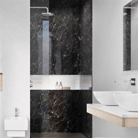 Black Marble Pvc Shower Wall Panel 2400 X 1000mm Better Bathrooms