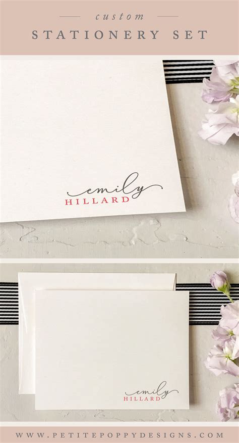 Simple Elegant Modern Custom Stationery Personalized Flat Notecards