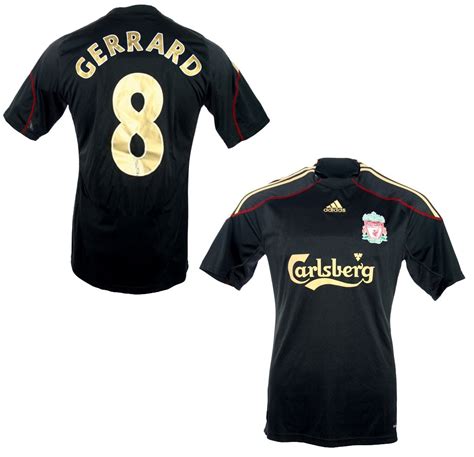 Der fc liverpool setzt bei seinem neuen trikot auf türkise und weiße akzente, die auch im wappen des klubs zu finden sind. Adidas FC Liverpool Trikot 8 Steven Gerrard 2008-10 ...