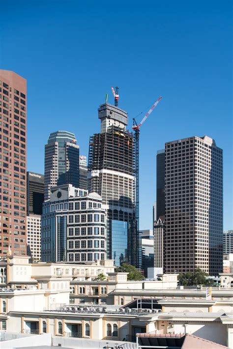 Wilshire Grand Center Rising Into Los Angeles Skyline Skyrisecities