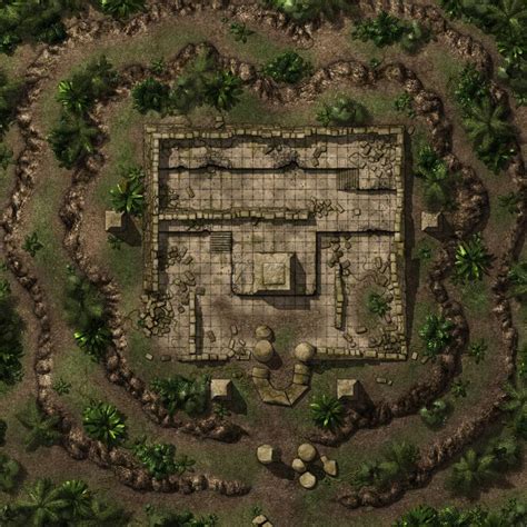 Jungle Ruins Hill Top Dungeon Maps Fantasy Map Tabletop Rpg Maps