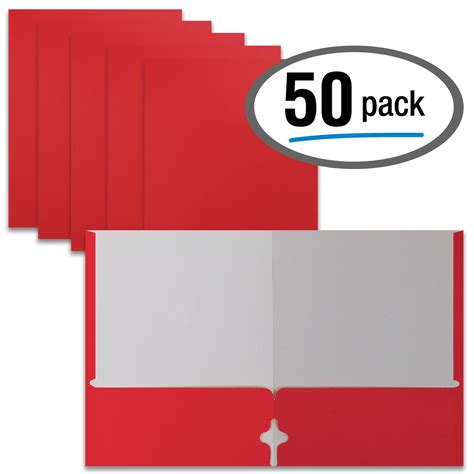Two Pocket Portfolio Folders 50 Pack Red Letter Size Paper Folders