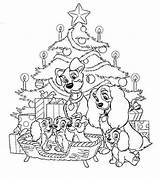Natale Colorare Walt Disegno Vagabondo Lilly Lalbero Sotto Visita sketch template