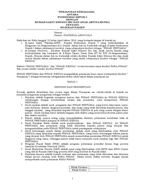 Berikut contoh mou / kesepakatan kerjasama. Contoh Mou Puskesmas Dpk 1