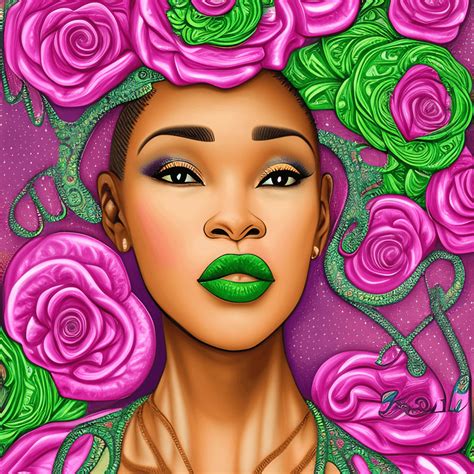 Beautiful African American Alpha Kappa Alpha Rose 3d Art · Creative Fabrica