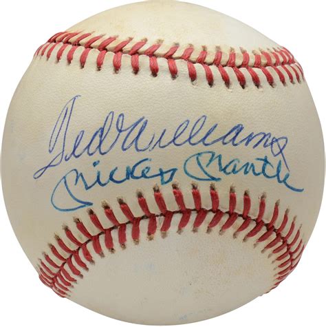 Mickey Mantle And Ted Williams Autographed Vintage Baseball Bas A68219