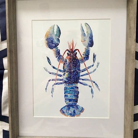 Lobster Watercolor Print Lobster Art Print Blue Lobster Etsy