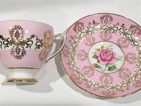 Royal Grafton Tea Cup And Saucer Pink Rose Cups Pink Gold Cups Tea Cups Vintage English Bone