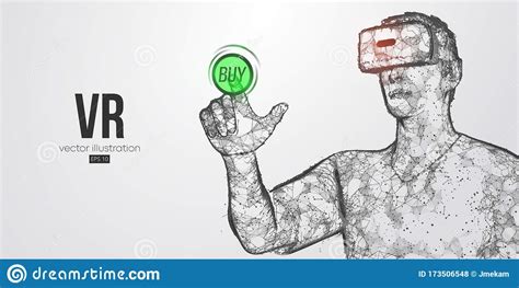 VR Online Shopping Polygonal Man Wearing Virtual Reality Glasses VR