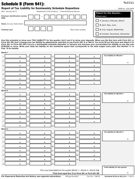 Printable Schedule B Form 941 Fillable Form 2024
