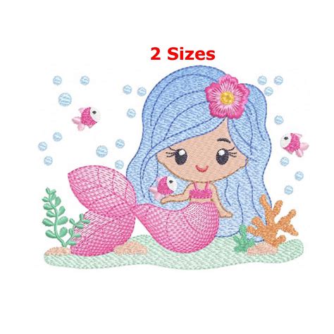 Mermaid Embroidery Designs Machine Embroidery Pattern Etsy