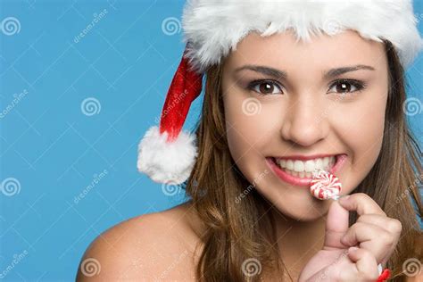 Girl Biting Candy Stock Photo Image Of Peppermint Girl 11562926