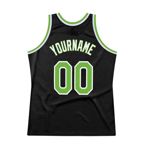 Custom Team White Basketball Neon Green Black Rib Knit Jersey Discount