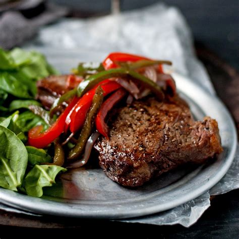 Since the chuck steak comes from near the neck of the cattle, the cut can. Sautéed Steaks with Red Wine and Peppers | Recipe ...