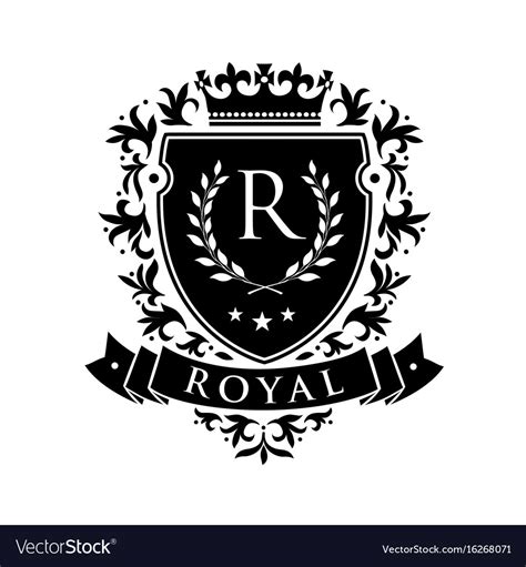 Royal Heraldic Emblem Shield With Crown And Vector Image