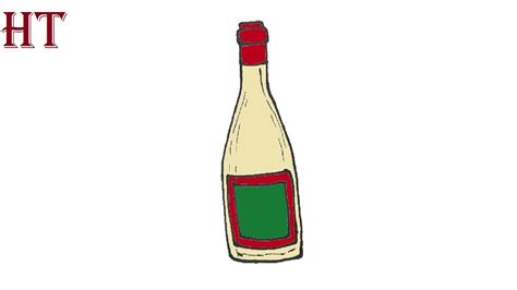 How To Draw A Wine Bottle Easy Step By Step Youtube