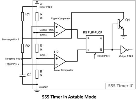 Schematic 555 Timer Circuit Diagram Lm555 Timer Internal Circuit