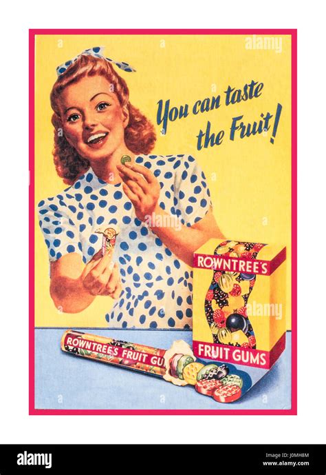 Retro Historischen Vintage Farbe 1950er Werbung Für Rowntrees Fruit