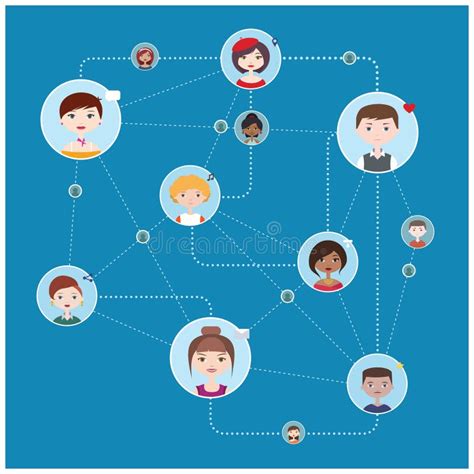 Social Network Connection Interaction Scheme Simple Vector Flat Style