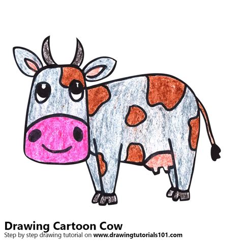 How To Draw A Cartoon Cow Cartoon Animals Step By Step