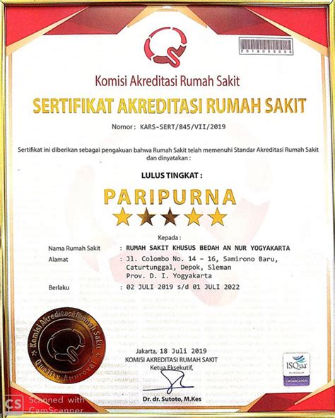 Rskb An Nur Yogyakarta Terima Sertifikat Akreditasi Paripurna