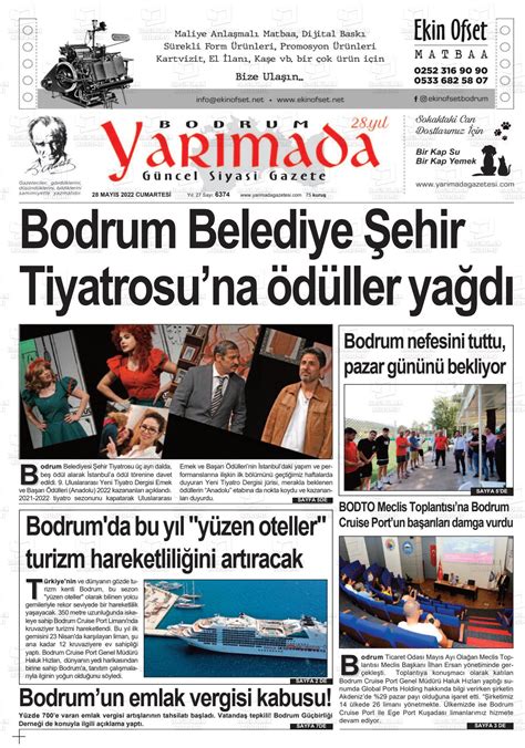 28 Mayıs 2022 tarihli Bodrum Yarimada Gazete Manşetleri