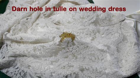 Making a wedding party dress | second wedding dress. Darn hole lace tulle wedding dress - YouTube