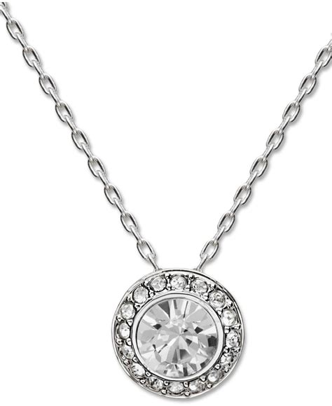 Swarovski Necklace Silver Tone Crystal Circle Pendant In Metallic Lyst