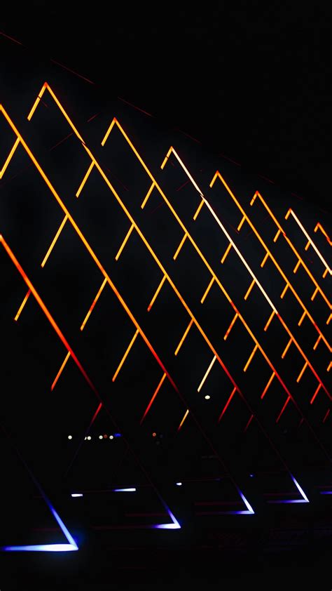 Download Wallpaper 1080x1920 Triangles Lines Neon Dark Samsung