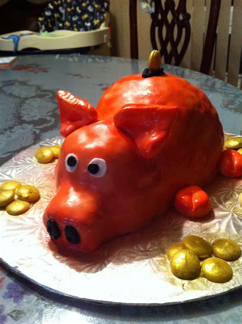 Love Dem Goodies Piggy Bank Cake With Gold White Chocolates