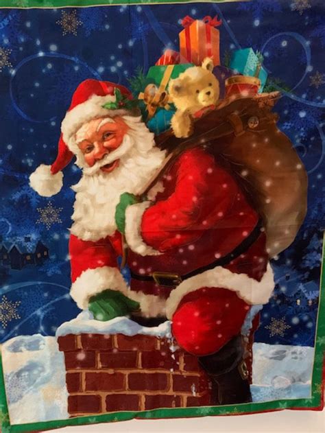 Wall Santa Claus Coming Down The Chimney With Christmas Presents Wall