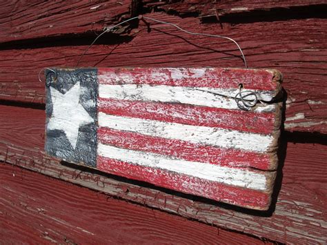 American Barn Wood Flag Outdoor Decor Patriotic Hand Painted