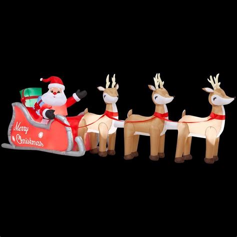 16 Ft Colossal Inflatable Lighted Santa In Sleigh With Reindee Santa Sleigh And Reindeer