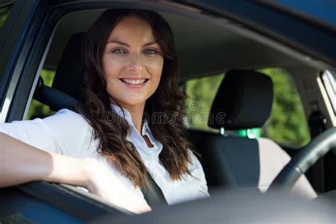 Beautiful Woman Driving A Car Stock Image Image Of Road Driving