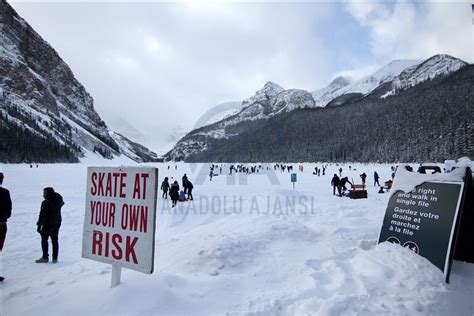 Ice Skating On Frozen Lake Louise In Canada Anadolu Ajansı