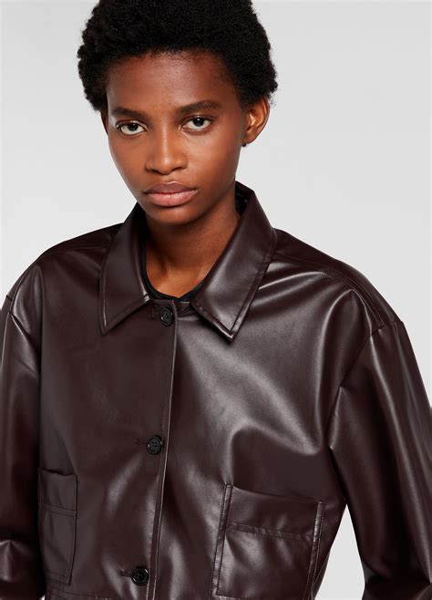 Faux Leather Cropped Jacket Opening Ceremony