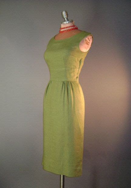 50s Dress 1950s Vintage Martini Olive Green Sleek Hourglass Etsy