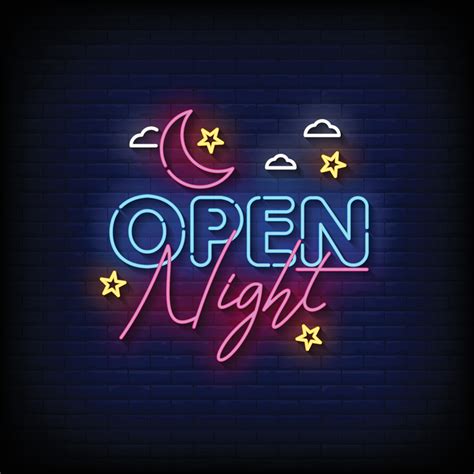 Open Night Neon Signs Style Text Vector 7356971 Vector Art At Vecteezy