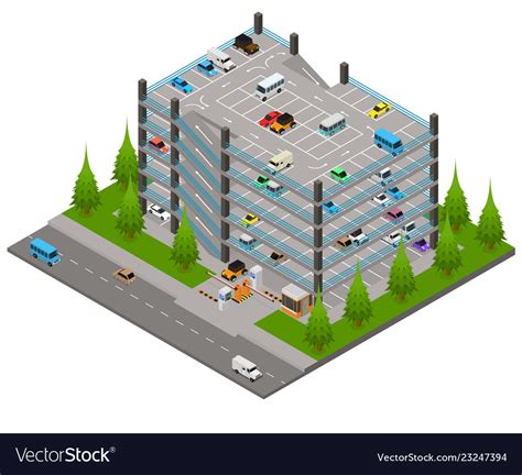 It is essentially a stacked car park. Multi storey car park concept 3d isometric view Vector Image