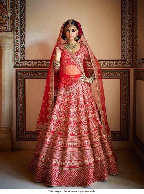 Buy Bollywood Sabyasachi Inspired Red Silk Wedding Lehenga Choli In Uk