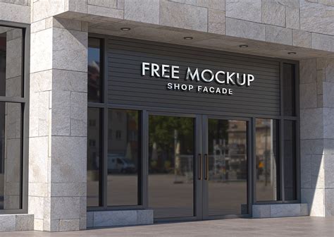 Behancete Free Storefront Facade Logo Mockup