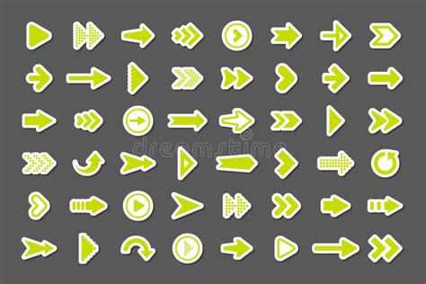 Colorful Arrow Stickers Set Green Cursor Icons Pointers Collection