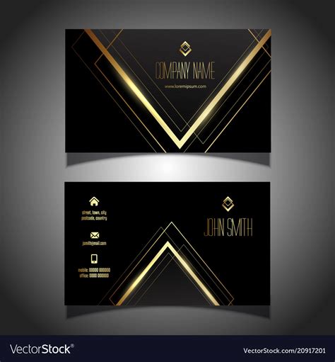Elegant Gold And Black Business Card Design Vector Image